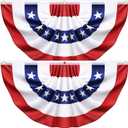 2 Pack 3x6 Ft American Pleated Fan Flag, USA Patriotic Flag Bunting Half Fan Banner for Outside Red White and Blue Decor Memorial Day Independence Day 4th of july Decorations
