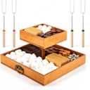 2 Tier Smores Kit Smores Station with 4 S'mores Sticks Camper Essentials Smore Caddy Organizer S'mores Box for Camping Supplies – Easy Campfire Treats