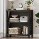 FATORRI Rustic Small Bookshelf for Small Space, Industrial Short Wood Bookcase, Farmhouse Low Book Shelf, 3 Tier Narrow Bookshelf for Living Room, Home Office, Hallway (Walnut Brown) (Without Drawer)