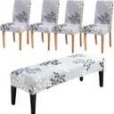 CRFATOP Dining Room Chair Covers Slipcovers Set of 4 with Bench Chair Cover tretch Dining Chair Covers Upholstered Bench Slipcover for Hotel Ceremony Banquet Wedding Party,18 (Color B20)