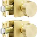 goldenwarm Gold Door Knobs Interior, Zinc Alloy Square Ball Brushed Gold Privacy Door Knobs for Bedroom, Bathroom,Heavy Duty Interior Door Knob Bulk - Modern & Stylish(2 Pack)