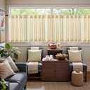 Jinchan Striped Linen Kitchen Curtains 36 Inches Tier Curtains Farmhouse Modern Cafe Style Small Window Treatments Airy Light Filtering Rod Pocket for Living Room Bathroom 2 Panels Mustard Yellow