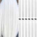 22 Inch Colored White Hair Extensions Party Highlights, Straight Hairpiece Clip in Synthetic Hair Extensions for Kids Girls (12 Pcs, White)