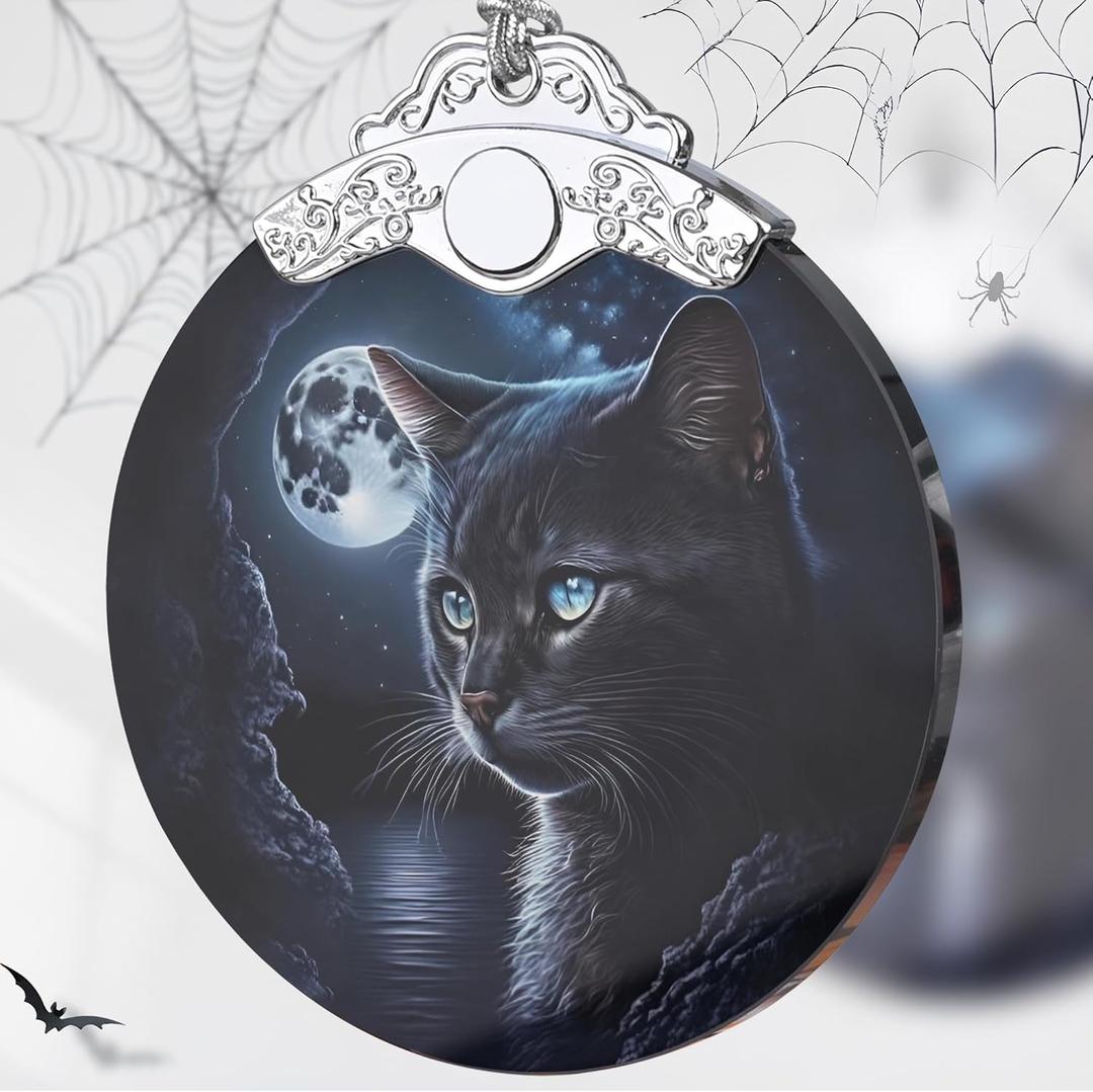 Stained Glass Suncatcher Ornament - Black Cat Christmas Decorations - Christmas Ornament - Christmas Tree Ornaments - Holiday Present Ideas - Gift Exchange