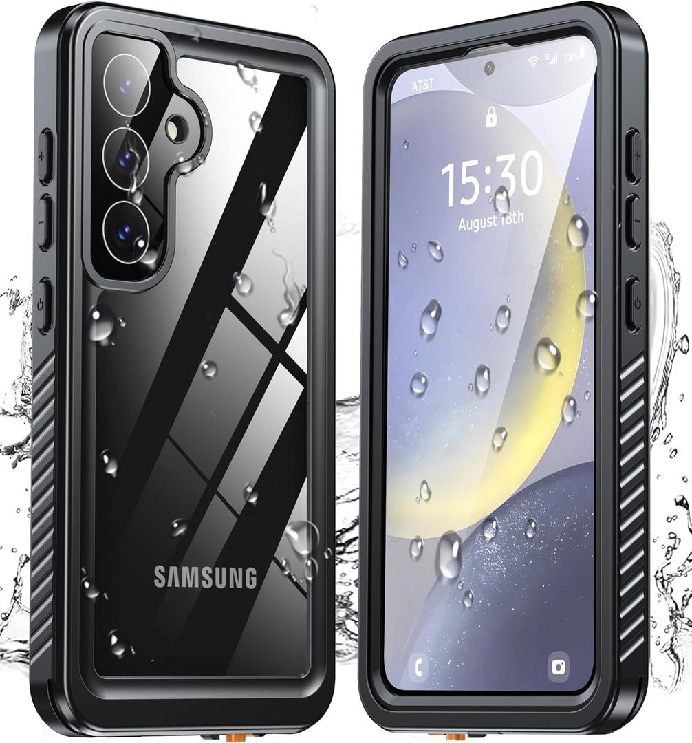 ANTSHARE for Samsung Galaxy S25 Case Waterproof, [IP68 Underwater] Built-in Screen/Camera Protector, 12 FT Military Dropproof Full Body Shockproof, Protective Phone Case for Galaxy S25 Case 6.2"-Black (Galaxy S25, S25-Black)