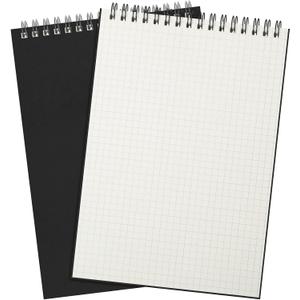 Engrowtic 2 Pack Graph Paper Spiral Notepad A5 Top Wirebound Notepad Grid Notebook Steno Pads Memo Notebook Grid Paper 140 Pages for Writing Sketching Drawing Office Supplies (Black)
