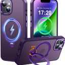 360 Spin Magnetic Stander for iPhone 13/14 Case [Compatible with Magnetic] [Built-in Kickstand] Mil-Grade Protective, Matte Non-Slip for iPhone 13/14 Phone Case(Purple)