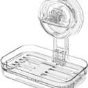 Soap Dish for Shower Clear Acrylic Soap Holder with Self-Draining Design No Drilling Required Strong Fixation for RV Bathroom and Kitchen Easy to Clean and Space Saving