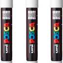posca PC-1M Water-Based Paint Markers, Extra Fine Tip (0.7mm), White, 3 Count