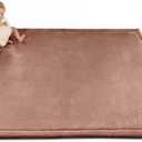Hakuna Matte CloudSoft Baby Play Mat for Floor 60" x 80" Brown Coral Velvet Memory Foam Rug for Crawling & Cozy Play Non-Slip, Water-Resistant, Easy-CareTummy Time Mat, Playmat for Playpen