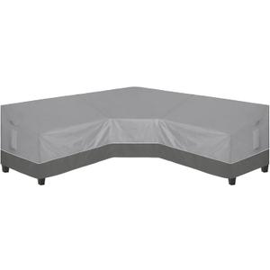 Easy-Going Outdoor V-Shaped Sectional Sofa Cover 118"X118" UV Resistant Patio Sectional Couch Cover Waterproof Lawn Patio Furniture Cover, Gray/Dark Gray