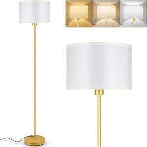 Gold Floor Lamps for Living Room Bedroom, Bright Modern Standing Lamp with White Lamp Shade, 59" Tall, Footswitch, Simple Reading Floor Lamps Corner Lamps for Office/Den/Kid Room(E26 Base, No Bulb)