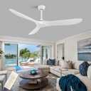 60 Inch Indoor/Outdoor Ceiling Fan with Remote Control,Modern White Ceiling Fan with Reversible Quiet DC Motor,3 ABS Blades for Living Room,Bedroom,Patios,Farmhouse