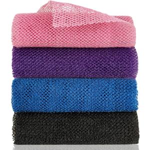 African Exfoliating Net, 4 Pieces African Net Sponge, Nylon African Bath Sponge Net, African Net Long Net Bath Sponge Shower Body Scrubber