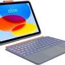 Case with Keyboard for iPad 10th Generation & 11th (A16, 2025): Bluetooth Wireless Detachable Magnetic Stand Rechargeable Keyboard with Folio Slim Compact Removable Cover with Trackpad, White Backlit