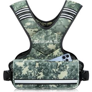 BAGAIL Adjustable Weighted Vest, 4-10lb/12-18lb/20-32lb Rucking Vest for Women & Men with 6 Weights & Large Pocket, Weight Vest for Home Workouts, Running, Walking and Strength Training (Green Camo)