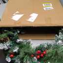 23 Inch Christmas Wreath Green Artificial Christmas Wreath with Clear LED Lights Decorated with Pine Cones, Berry Clusters and Frosted Twigs for Outdoor, Indoor Walls, Table Tops, Home Decor