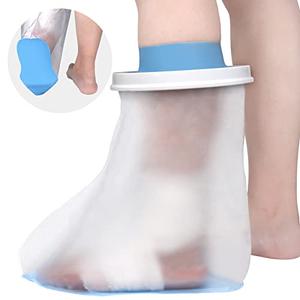 Waterproof Foot Cover for Shower Adult, Foot Cast Covers with Non-Slip Padding Bottom, Watertight Ankle Foot Cast Protector for Surgery Bandage Dressing Wound, Reusable