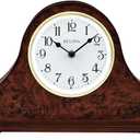 Bulova Chandler Lighted Mantel Clock, Model B1853 | Elegant Design | Illuminated Dial | Quartz Movement | Cherry Wood Finish | Battery Operated