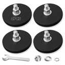 4Pack Rubber Coated Magnets, 110LBS Strong Adhesive Power Neodymium Magnet with Bolt, Anti-Scratch Magnetic Base with M6 Threaded Stud and Wrench, Magnet with Rubber Coating for Light Bar, Ptz, Camera (3.46 Inch)