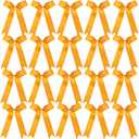 20pcs Collegiate Style Cheer Bows for Girls, Long Tail Skinny Cheer Bow Ponytail Holder Handmade Bows for Girls Teens Softball Cheerleader Sports (Gold)