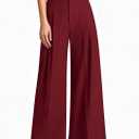 PRETTYGARDEN Womens Spring Wide Leg Palazzo Pants 2026 Trendy Loose Button High Waist Pleated Work Business Casual Trousers (Wine Red, X-Large)