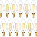 Brightever E12 Candelabra LED Light Bulbs 60W Equivalent, 2700K Soft White, 620Lumens 6W LED Chandelier Bulb, B11 Filament Clear Candle Light Bulbs Dimmable, Pack of 12 Small Base Bulbs