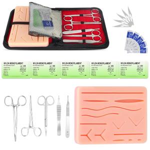 Suture Practice Kit for Medical Students, Silicone Pad Surgery Wounds Closure Suturing, Supplies for Vet Nursing Students Surgical Stitches Kits De Suturas Med School Essentials.