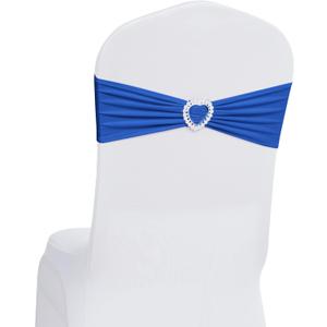 Howhic Pack of 30 Spandex Chair Sashes Bows Stretch Chair Cover Band with Buckle Slider Universal Elastic Chair Ties for Wedding Banquet Party Event Decoration (Royal Blue)