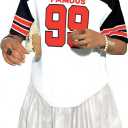 Oversized Jersey Shirts for Women Shirts Y2K Number Graphic Jerseys V Neck Cute Streetwear Tee Tops (L)