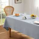 ZeeMart Basic Linen Textured Table Cloth, 60 x 84 Inch Chambray Blue, Farmhouse Style Light Blue Rectangle Tablecloth, Wrinkle Resistant Washable Heavy Weight TableCloths