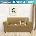 Asnomy Sofa Covers for 2 Cushion Couch Stretch loveseat Covers Slipcovers, Pet Protector Furniture Covers for Dogs Cats Spandex Jacquard Fabric Small Checks (Medium, Light Brown）