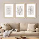YWJKWLGS Neutral Botanical Prints Framed Wall Art Decor 16x24 Inch Set of 3 Boho Plant pictures Sign minimalist Vintage for Bedroom Office bathroom Wall Hanging (Wood)