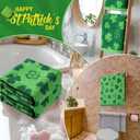 Hallswl 3pcs St. Patrick's Day Hand Towels Green Shamrock Jacquard Towel for Bath Irish Clover Cotton Soft Bathroom Kitchen Decorative Set for St. Patrick's Day Holiday Decor Gift,14 x 29 Inch