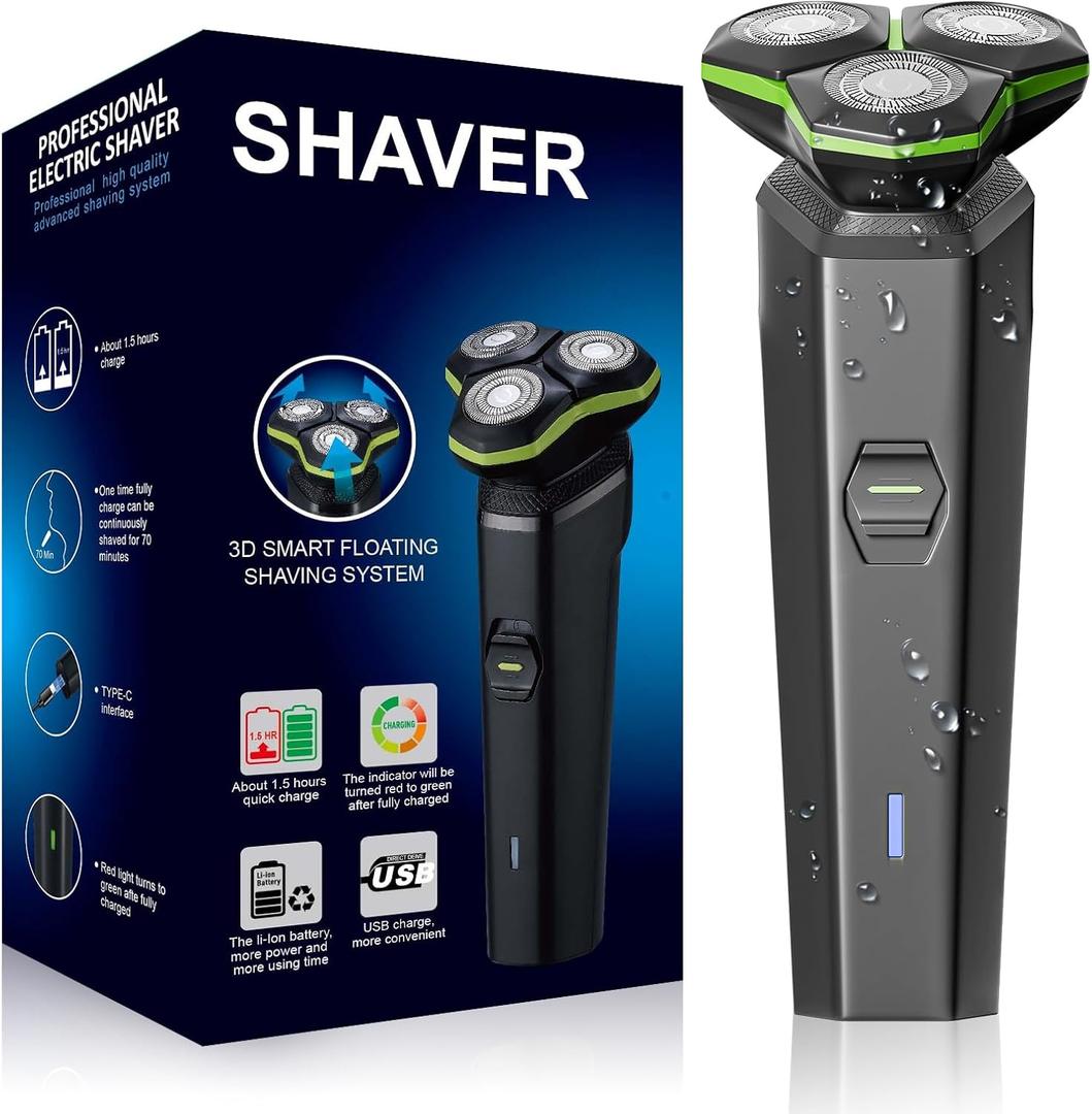 Electric Razor for Men - Electric Shavers for Men with Magnetic Detachable Head, 3D Floating Head, Ideal for Travel, Office, and Business Trips