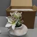 lekymo Ceramic Flower Vase with Two Bouquets of Artificial Gardenias Small Vases for Flowers White Vase for Home Living Room Dining Table Farmhouse Office Bedroom and Kitchen Shelf Decor