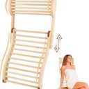 Sauna Backrest Infrared Sauna Backrest Accessories with Adjustable Pillow Wooden Slip-Resistant Non-Toxic Comfortable S-Shape Design Sauna Chair for Any Barrel or Infrared Sauna