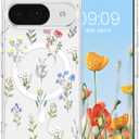 RALEAVO for Google Pixel 10/10 Pro Case Compatible with MagSafe Strong Magnetic Clear Floral Cover for Girls Women Slim Hard Back Protective Phone Case for Google Pixel 10/10 Pro,Clear/Daisy