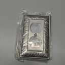 4-Pack Duplex Outlet Cover Plate, Paisley Pattern Satin Nickel Metal Wall Plates for Electrical Outlets, 1 Gang Receptacle Cover, Pearls Decorative Switch Plates and Outlet Covers