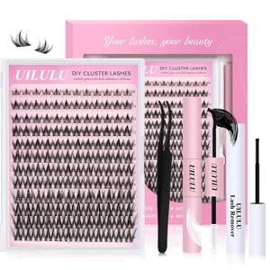 Lash Cluster Kit 10-18mm Wispy Lash Clusters C Curl Eyelash Clusters, DIY Lash Extension Kit with Lash Bond & Seal, Lash Glue Remover, Lash Tweezers(U12 Lash Kit)