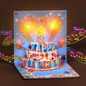 BVB 3D Pop Up Happy Birthday Card with Music, Lights, Sounds, and Songs – Musical Greeting Card for Women, Men, Wife, Husband, Grandma, Grandpa, Daughter, Granddaughter – Customizable for Any Age