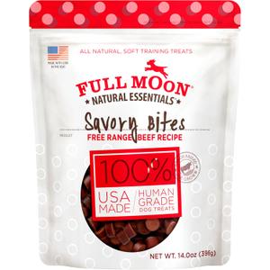 Full Moon All Natural Human Grade Dog Treats, Essential Beef Savory Bites, 14 Ounce (EXP 03/30/26)