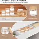 Glass Cosmetic Jars with Plastic Woodgrain Lids, 4 oz, 2 oz 1 oz Small Glass Storage Jars with Lids & Stickers, Reusable Clear Travel Containers for Creams, Lotion, Balms, Ointment 3 pack