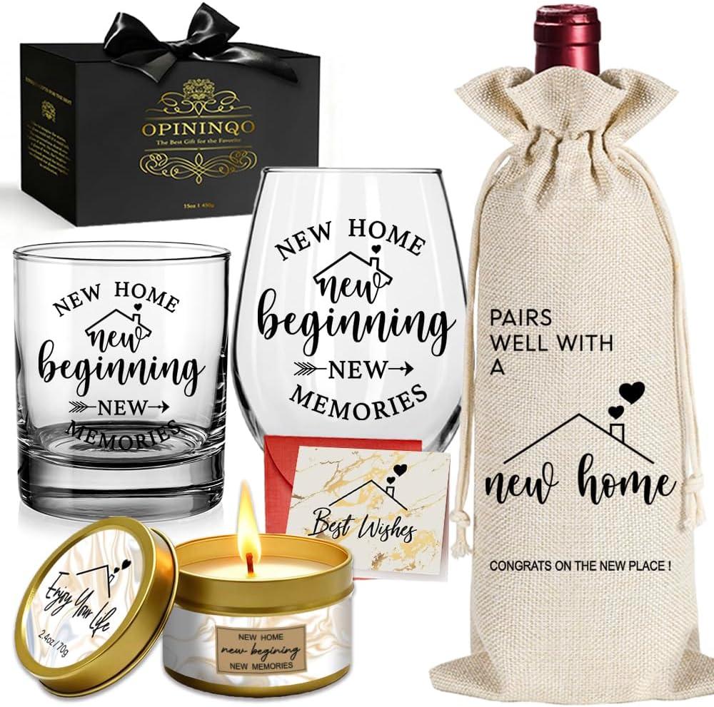 House Warming Gifts New Home 2026 - New Home Wine Glass Housewarming Gifts for New House - Unique Housewarming Presents for Women, Couple, Friends, Homeowner, Coworkers, Relative, Neighbors, 15 Ounces