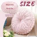Drydiet 1 Pcs Round Throw Velvet Pillows Decorative Pleated Throw Pillows Diameter Accent Pumpkin Boho Chair Cushion for Couch Sofa Home Decoration (Pink,15'')