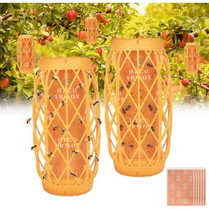 2 Pack Wasp Traps Outdoor Hanging, Carpenter Bee Traps for Outside Yellow Jacket Trap Hornet Trap Wasp Catchers Killer
