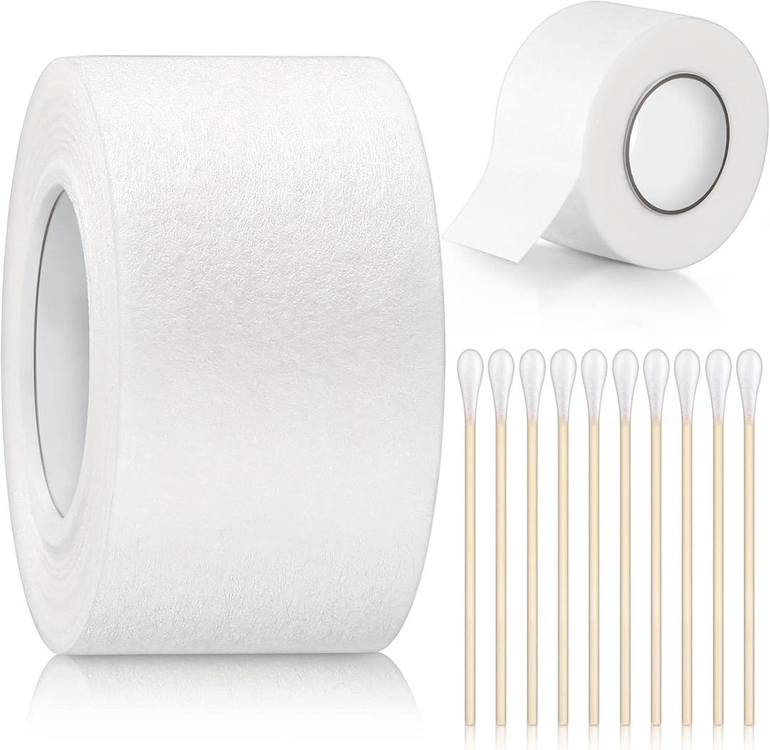 Tondiamo 1 Inch x 30 Feet Ear Tape for Dogs and 4 Inch Bamboo Buds Cotton Swabs Self Adhesive Non Woven Doberman Ear Posting Kit