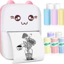 Mini Pocket Printer, Gifts for kids, Portable Thermal Printer for Pictures/Retro-Style Photos/Receipts/Notes/Lists/Label/ Memo/QR Codes, Bluetooth Wireless Smart Printer with Android or iOS APP (PINK)
