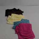 Real Essentials 5 Pack: Women's Short Sleeve Active Workout T-Shirts - Dry Fit Gym Tops with Split Hem (3X)