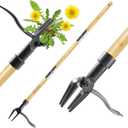 Weeder - The Original Stand Up Weed Puller Tool Made with Long Handle - Real Bamboo & 4-Claw Steel Head, Weeding Tool Weed Remove Tool for Lawn/Yard (Light Brown)